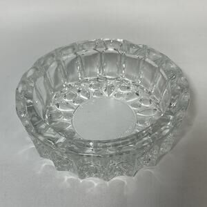 Vintage KIG Crystal Cut Cigar Glass Ash Tray 6" w X 2" h